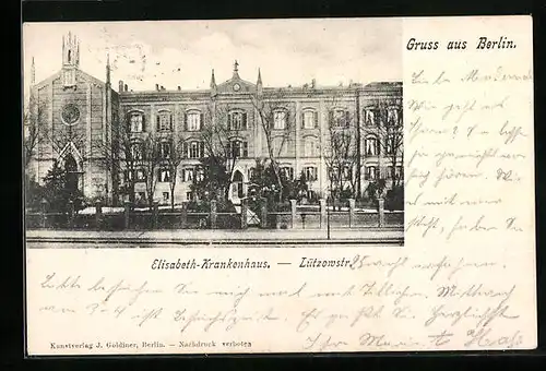 AK Berlin-Tiergarten, Elisabeth-Krankenhaus, Lützowstr.