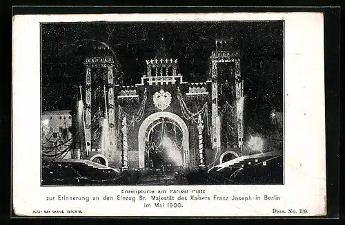 AK Berlin, Ehrenpforte am Pariser Platz, Mai 1900