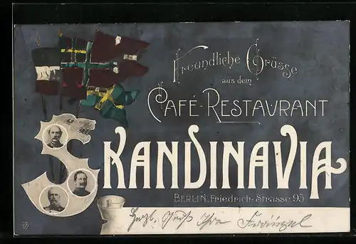 AK Berlin, Cafe Restaurant Skandinavia, Friedrich-Strasse 95
