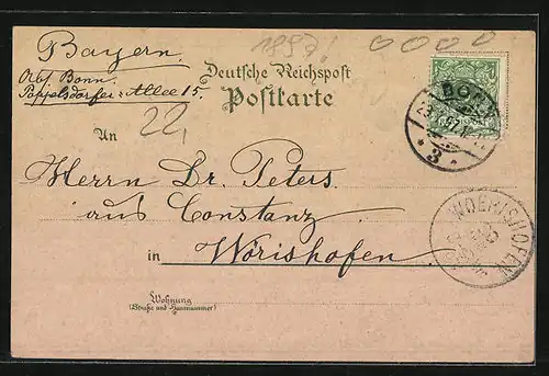 Lithographie Bonn, Drachenfels, Ruine Godesberg, Kaiserplatz