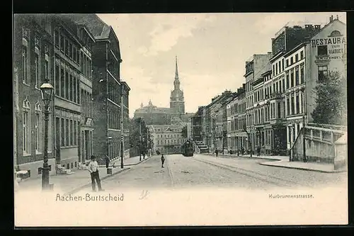 AK Aachen-Burtscheid, Blick auf die Kurbrunnenstrasse