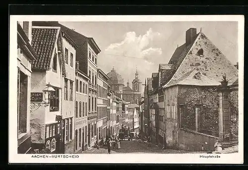 AK Aachen-Burtscheid, Blick auf die Hauptstrasse