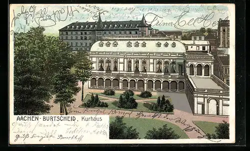 Lithographie Aachen-Burtscheid, Ansicht Kurhaus