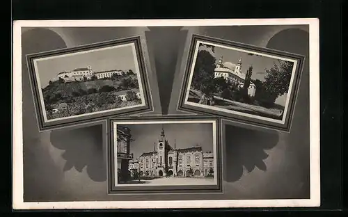 AK Munkács, Ortspartie mit Rathaus, Schloss