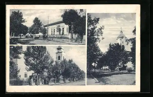 AK Nagy-Berezna, Strassenpartien mit Kirche