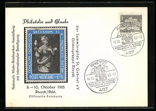 AK Nationale Motiv-Briefmarken-Ausstellung, Philatelie und Glaube 1965