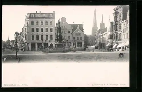 AK Lübeck, Strassenpartie am Klingenberg