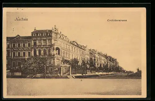 AK Aachen, Strassenpartie an der Crefelderstrasse