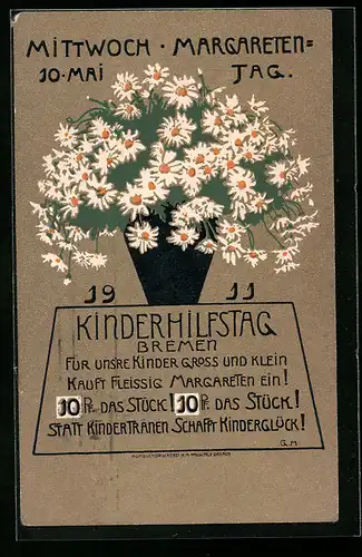 AK Bremen, Margareten Tag 10. Mai 1911 mit Blumen
