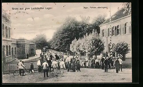 AK Lockstedter Lager, Jäger Fahnen abbringend, Parade