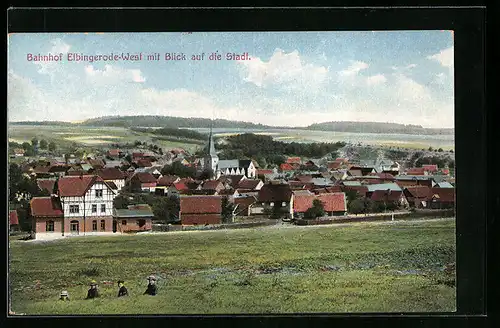 AK Elbingerode, Bahnhof-West mit Blick auf die Stadt