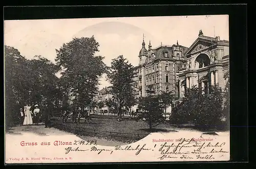 AK Hamburg-Altona, Stadttheater mit der Königstrasse