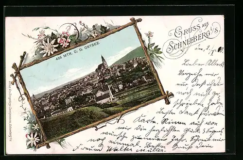 AK Schneeberg i. S., Gesamtansicht mit Kirche