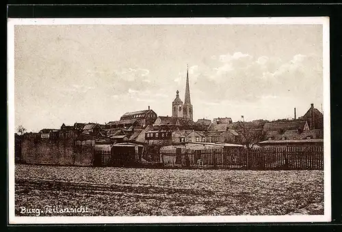 AK Burg, Teilansicht mit Kirche