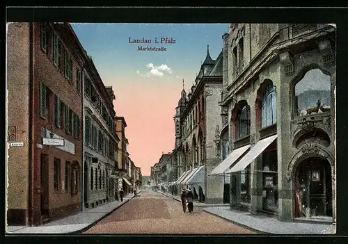 AK Landau i. Pfalz, Blick in die Marktstrasse