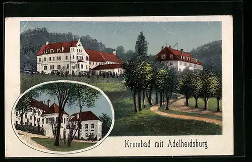 AK Krumbad, Ortspartie mit Adelheidsburg