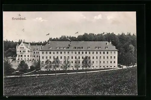 AK Krumbad, Ortspartie mit Hotel und Restaurant