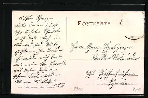 AK Krumbad, Ortspartie mit Hotel und Restaurant