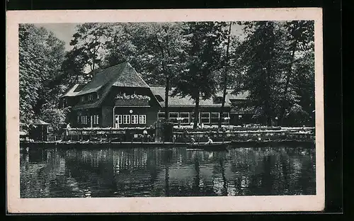 AK Berlin, Am neuen See im Tiergarten, Gasthaus