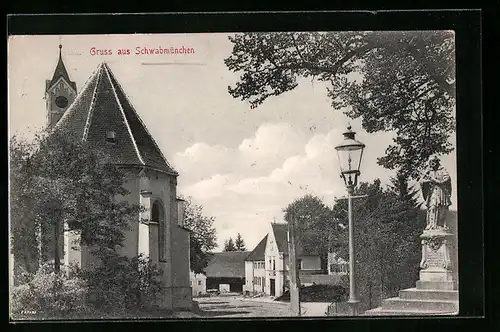 AK Schwabmünchen, Ortspartie mit Kirche