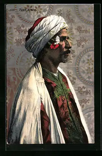 AK Tipo arabe, Araber mit Turban und Nelken
