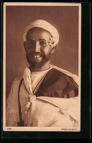 AK Lächelnder Marokkaner mit Turban