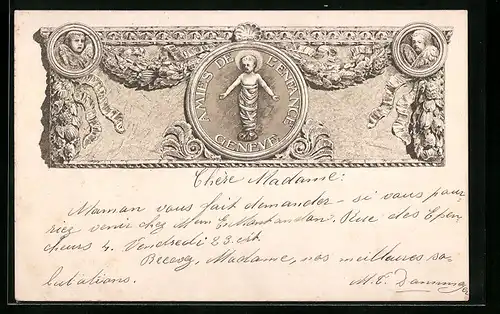 Künstler-AK Genève, Amies de l`Enfance, Relief