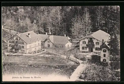 AK Champ-du-Moulin, Blick auf die Hotels