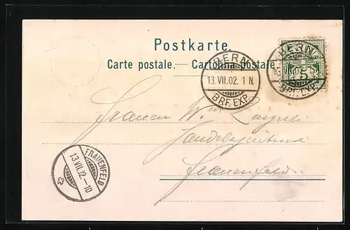 Lithographie Bern, Panoramablick auf die Stadt