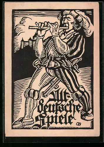 Künstler-AK Zürich, Altdeutsche Spiele der Zürcher fahrenden Scholaren