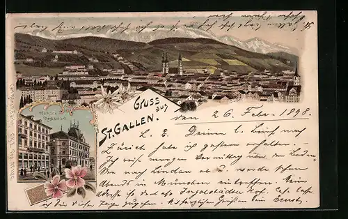 Lithographie St. Gallen, Walhalla Restaurant, Panorama