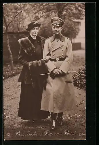 AK Prinz Joachim von Preussen und Braut