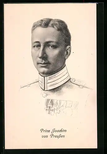 AK Prinz Joachim von Preussen, Portrait mit Eisernem Kreuz