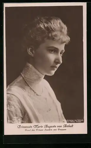 AK Prinzessin Marie Auguste von Anhalt als junge Braut
