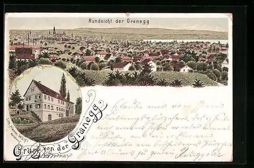 Lithographie Egesheim, Blick von der Granegg, Gesamtansicht