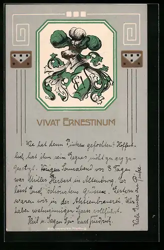 Künstler-AK Altenburg, Absolvia des Gymnasiums Ernestinum, Wappen