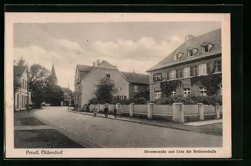 AK Preuss. Oldendorf, Bremerstrasse und Ecke der Berlinerstrasse