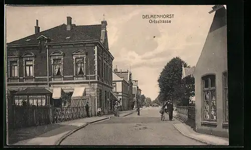 AK Delmenhorst, Ortsstrasse mit Passanten