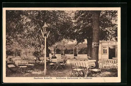 AK Kotteritz bei Altenburg /Th., Gasthaus Kotteritz von Emil Börngen, Gartenansicht