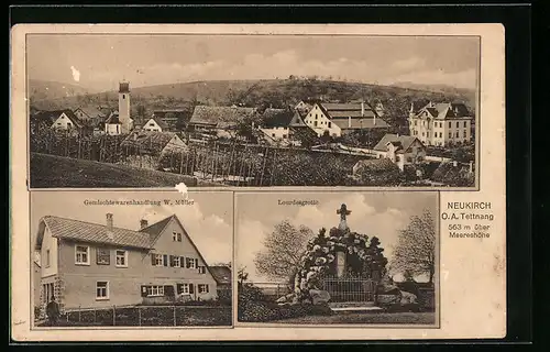 AK Neukirch bei Tettnang, Teilansicht aus der Vogelschau, Gemischtwaren W. Müller