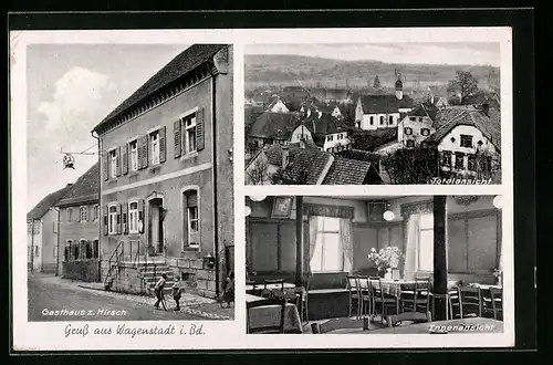 AK Wagenstadt i. Bd., Gasthaus zum Hirsch, Innenansicht, Totalansicht