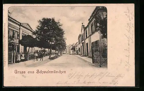 AK Schwabmünchen, Strassenpartie mit Häusern