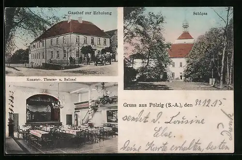 AK Pölzig /S.-A., Gasthof zur Erholung, Schloss