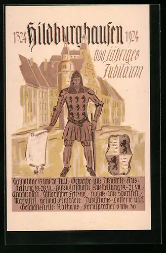 AK Hildburghausen, 600 jähriges Jubiläum 1324-1924, Wappen