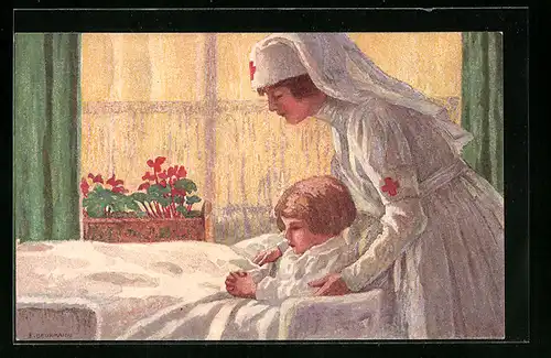 AK Schweizer Bundesfeier 1921, Krankenschwester versorgt ein Kind, Ganzsache