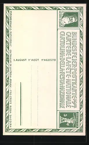 AK Schweizer Bundesfeier 1917, Helvetia beschützt ihre Kinder, Ganzsache