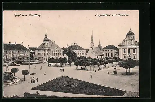 AK Altötting, Kapellplatz mit Rathaus