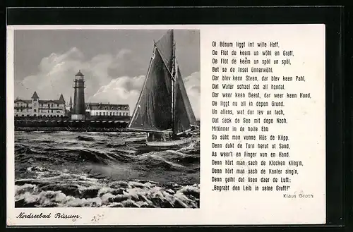 AK Büsum, Leuchtturm vom Wasser aus gesehen