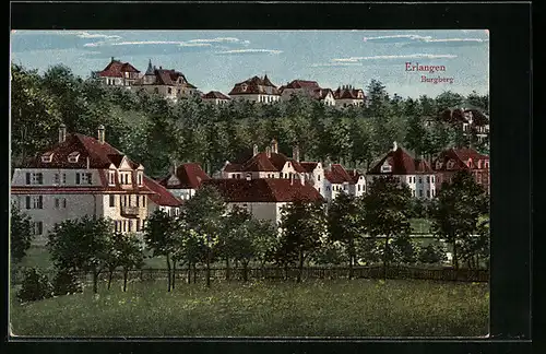 AK Erlangen, Ortsansicht mit Burgberg