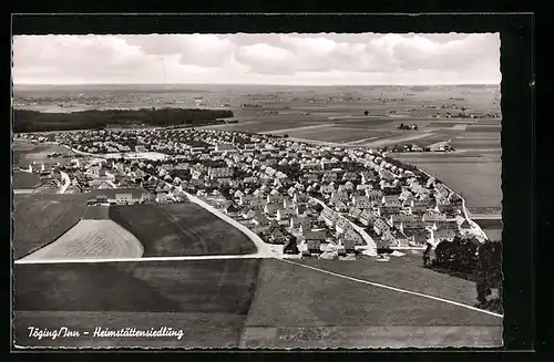 AK Töging / Inn, Heimstättensiedung aus der Vogelschau